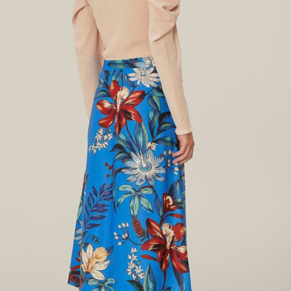 Blue Surreal Flowers Lenzing™ Ecovero™ Midi Skirt - Picture 4 of 8